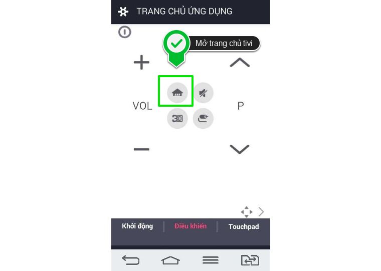 Chọn vào biểu tượng Home