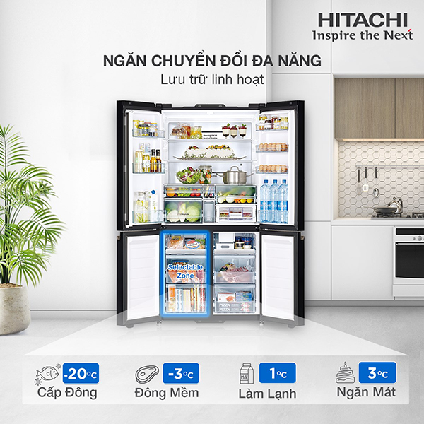 Tìm hiểu ngăn chuyển đỏi đa năng có trên tủ lạnh Hitachi