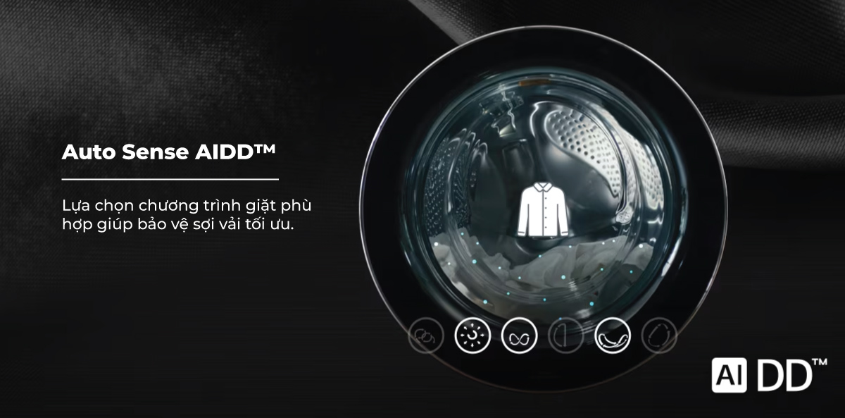 Công nghệ Auto Sense AIDD™ giúp phát hiện chu trình giặt phù hợp