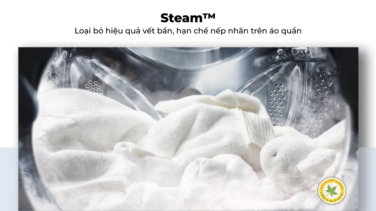 Công nghệ giặt hơi nước Steam giúp loại bỏ vi khuẩn, nếp nhăn trên áo quần