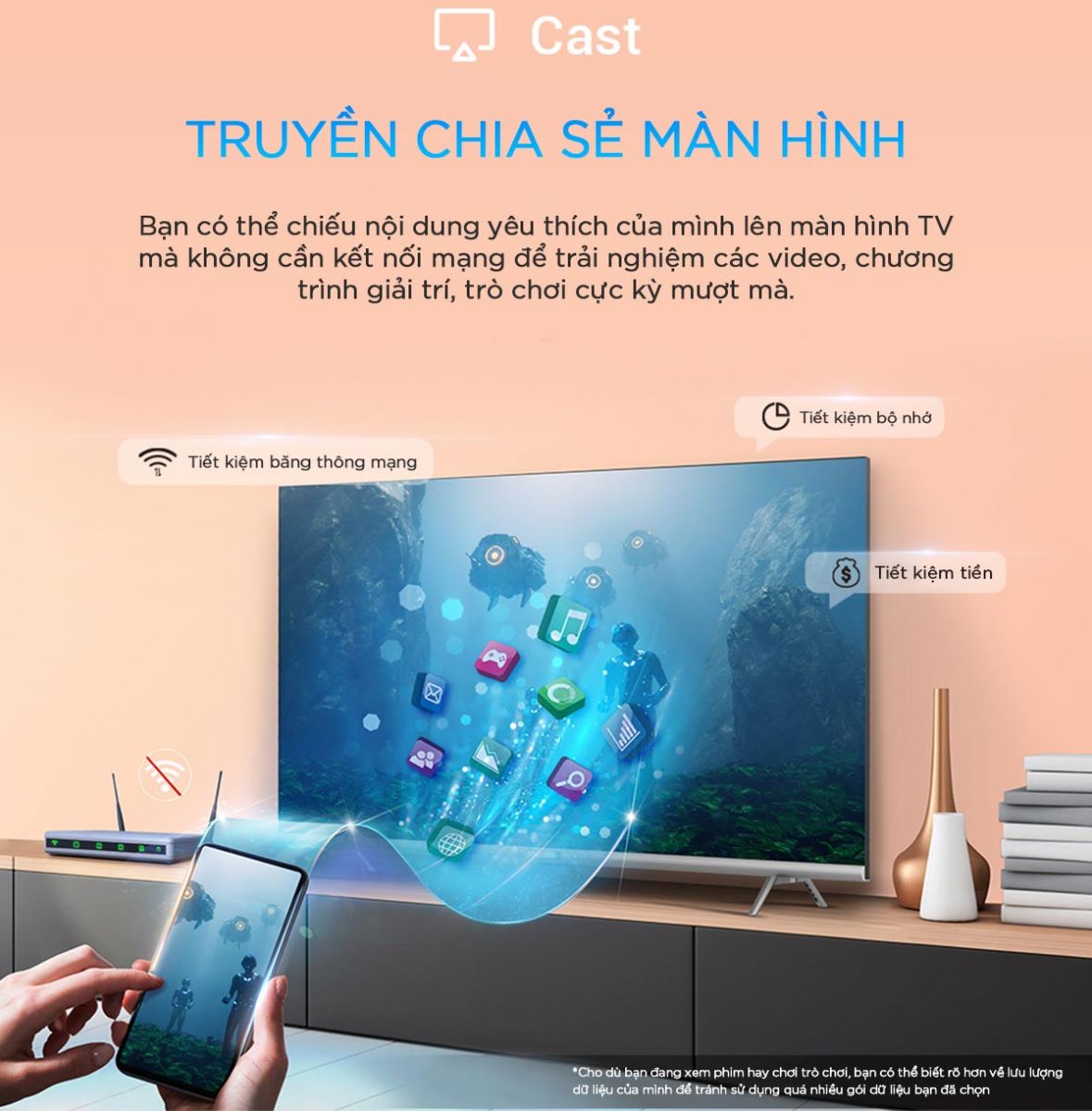 Chia sẻ màn hình điện thoại lên tivi Coocaa 4K 55 Inch 55S3U Pro