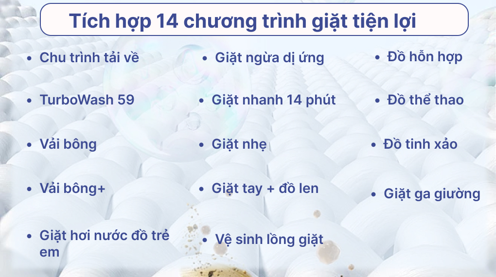 Máy giặt LG với khối lượng giặt và chương trình giặt