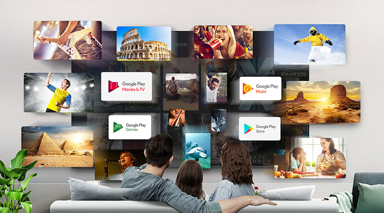 Hệ điều hành Google TV với giao diện đơn giản sử dụng dễ dàng