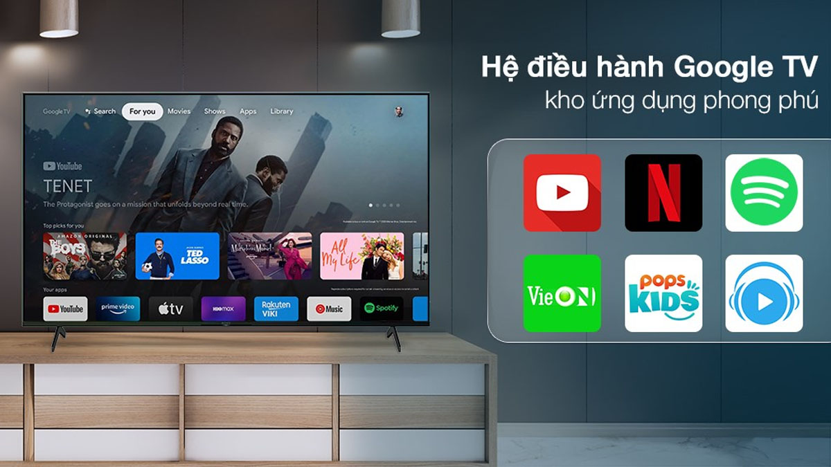 Hệ điều hành Google TV với kho ứng dụng phong phú