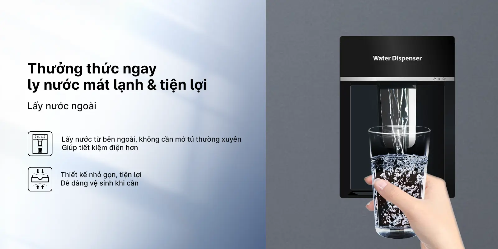 Tủ lạnh Aqua Inverter 292 lít AQR-B360MA(WSL) thiết kế phù hợp gia đình ít người