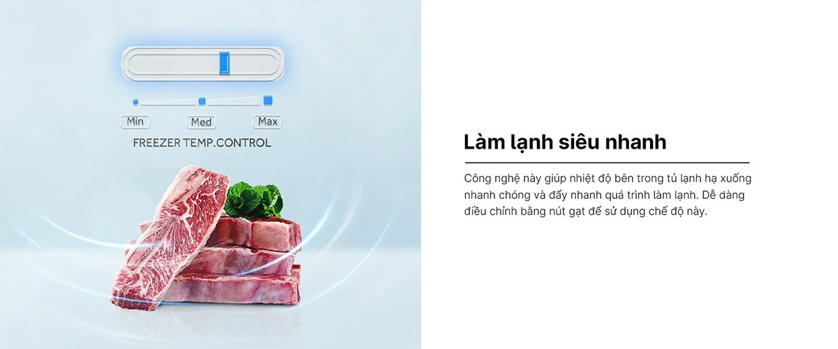 Tủ Lạnh Aqua Inverter 358 Lít AQR-T410FA(WGB) Làm lạnh siêu nhanh